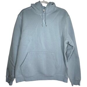 DSG Mens Pullover Hoodie Light Blue Long Sleeve Fleece Sweatshirt Size L